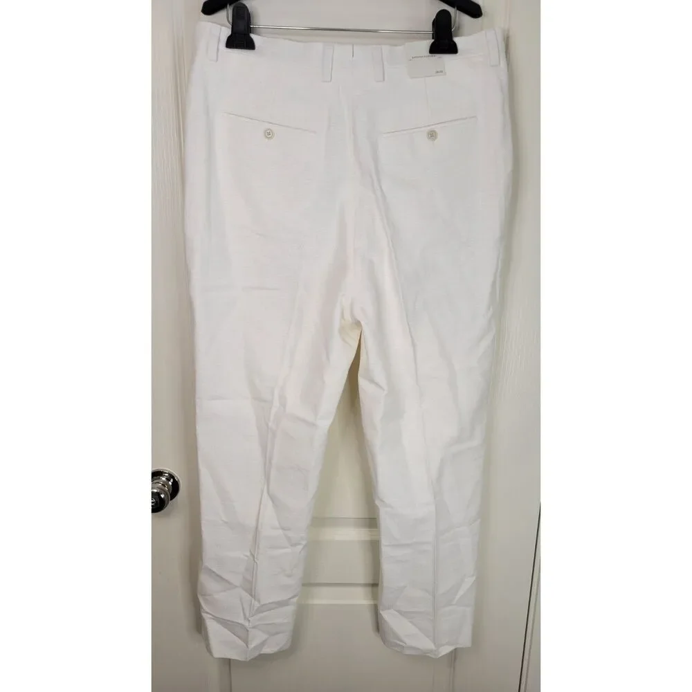 Banana Republic White Linen Blend Trouser Pants